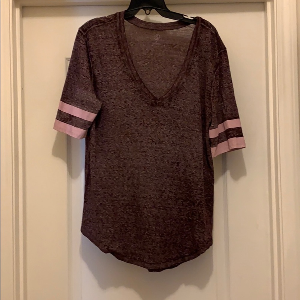 Burgundy and pink v neck tee!